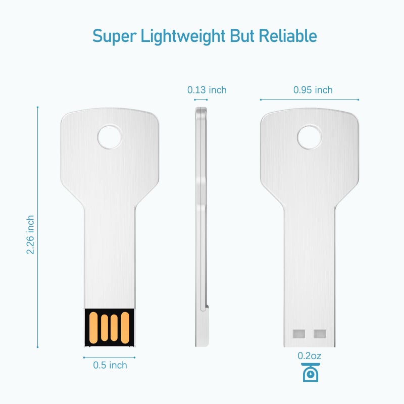 JUANWE 4GB USB Flash Drive 10 Pack, Colorful Flashdrives Key Shape Metal Thumb Drive Bulk, Waterproof USB Jump Drive 2.0 Mutipack Memory Stick, Portable Zip Drive Pendrive 5 Mix Color for Data Storage - Image 5